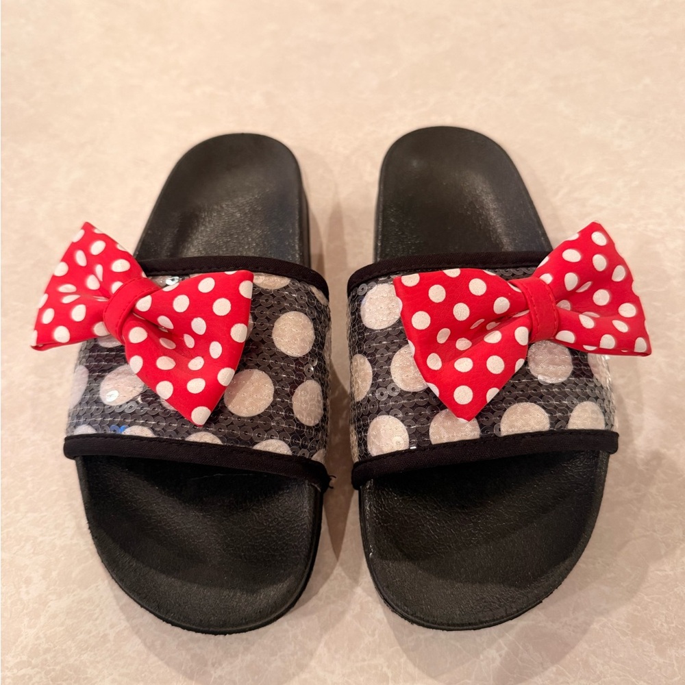 Disney Black & white Slide Sandals with Red Polka-Dot Bows